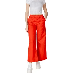 Red Cotton Casual Pants