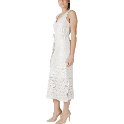 Beige Recycled Polyester Midi Dress