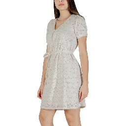 Beige Recycled Polyester Short Dress