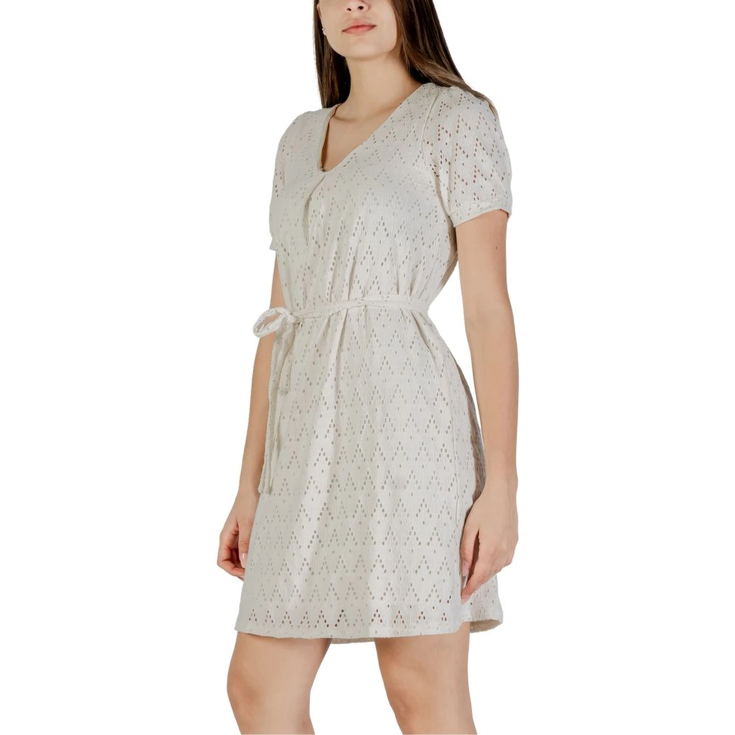 Beige Recycled Polyester Short Dress