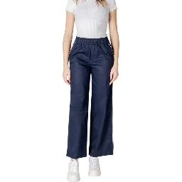Blue Cotton Casual Pants
