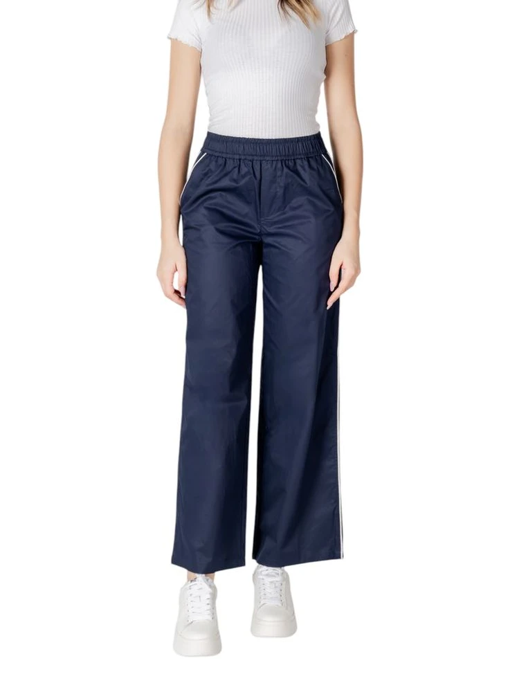 Blue Cotton Casual Pants