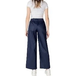 Blue Cotton Casual Pants