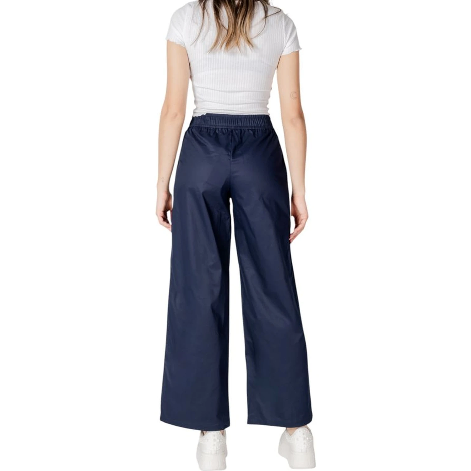 Blue Cotton Casual Pants