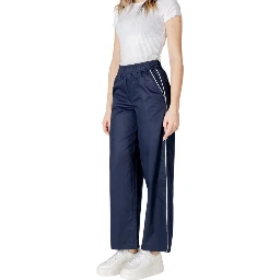 Blue Cotton Casual Pants
