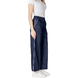 Blue Cotton Casual Pants