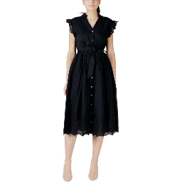 Black Cotton Midi Dress