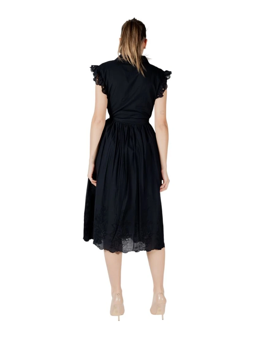 Black Cotton Midi Dress