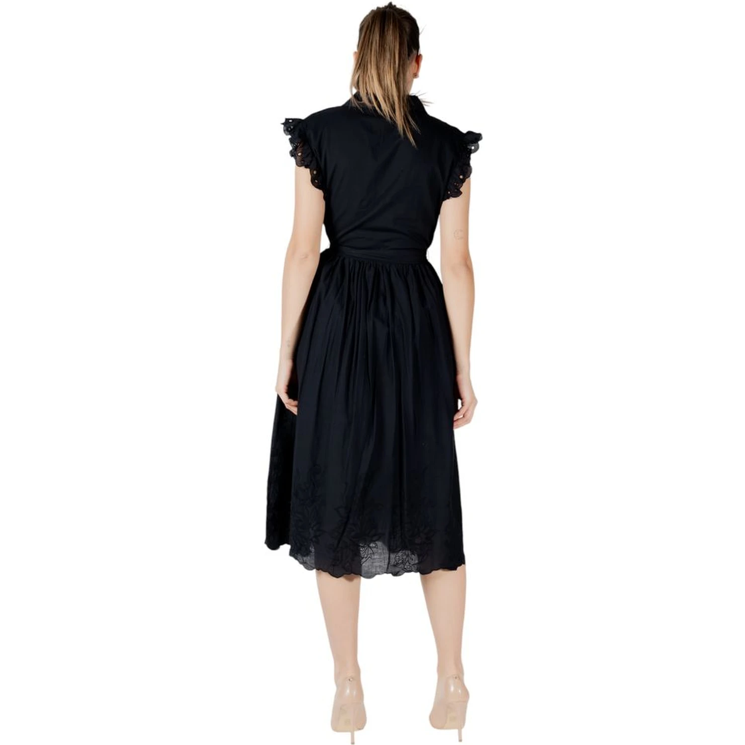 Black Cotton Midi Dress