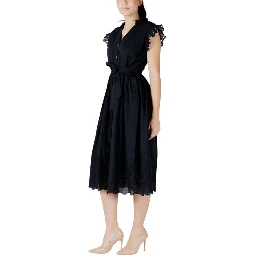 Black Cotton Midi Dress