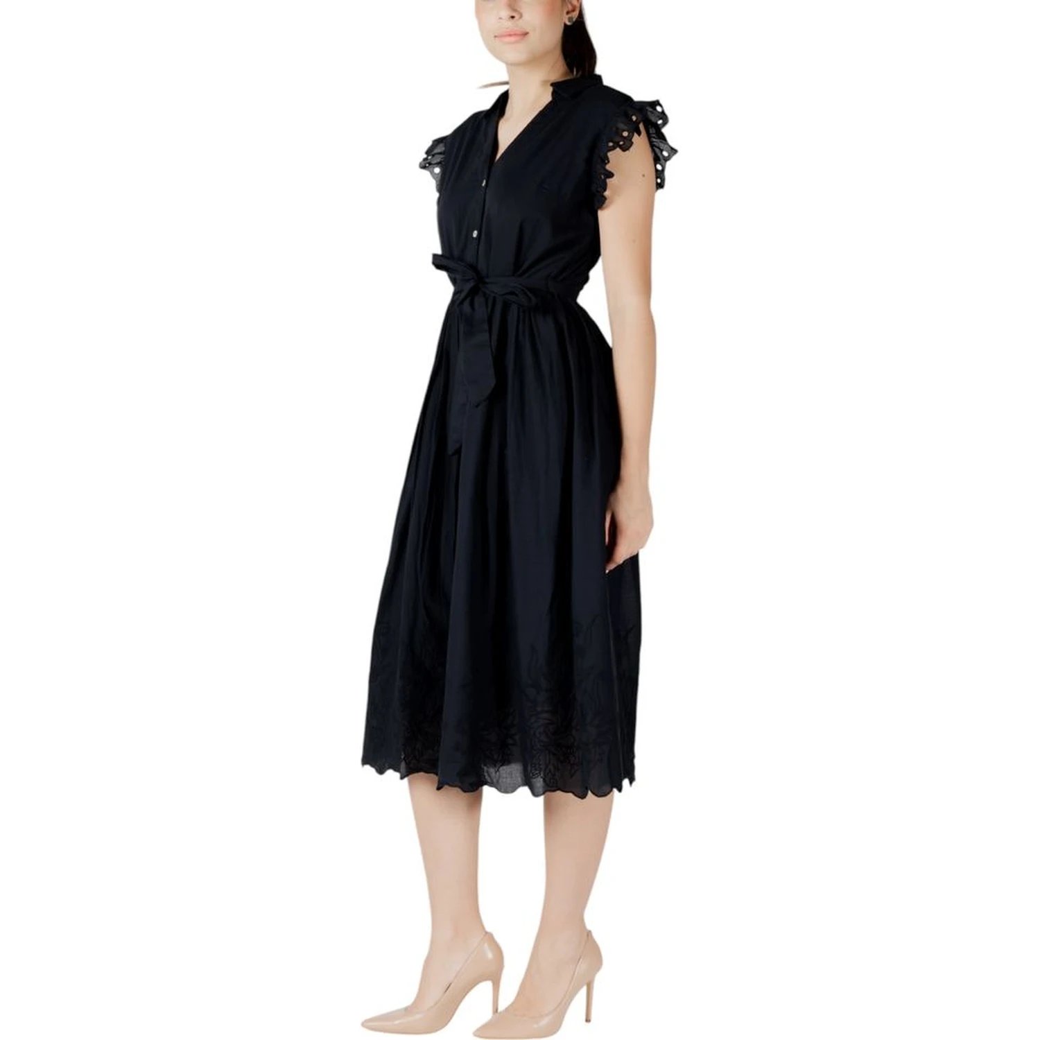 Black Cotton Midi Dress