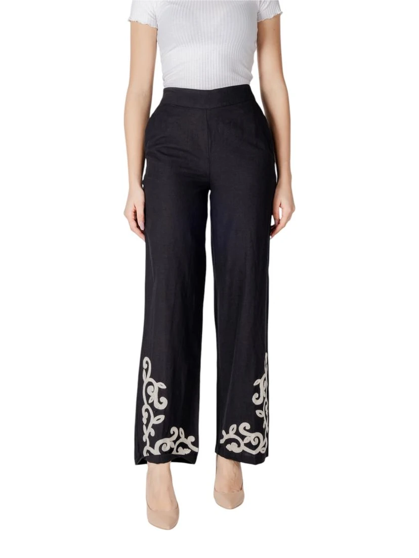 Black Viscose Flared Pants