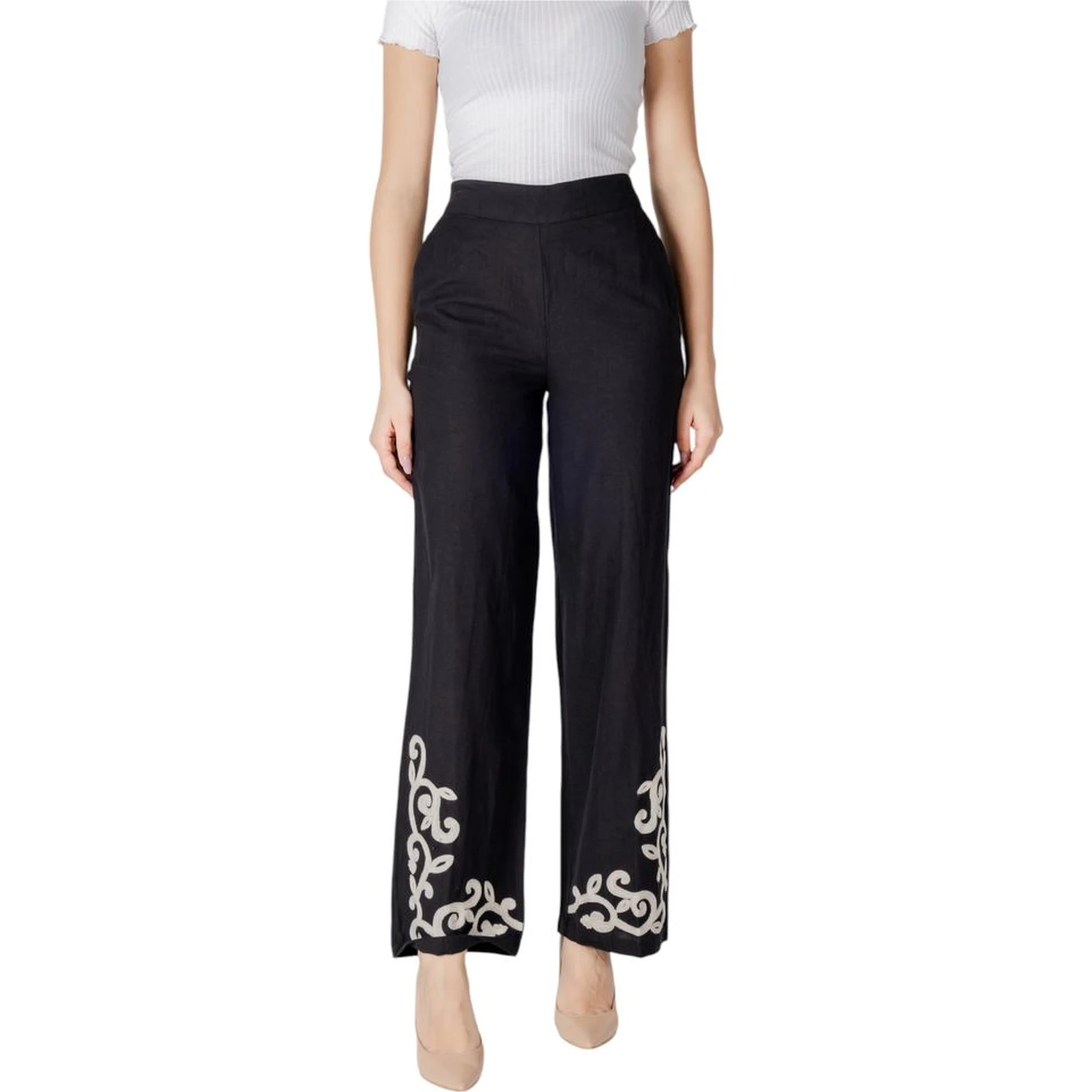 Black Viscose Flared Pants