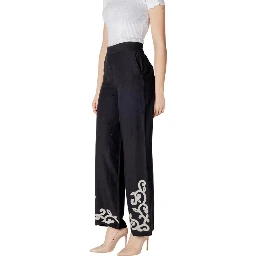Black Viscose Flared Pants