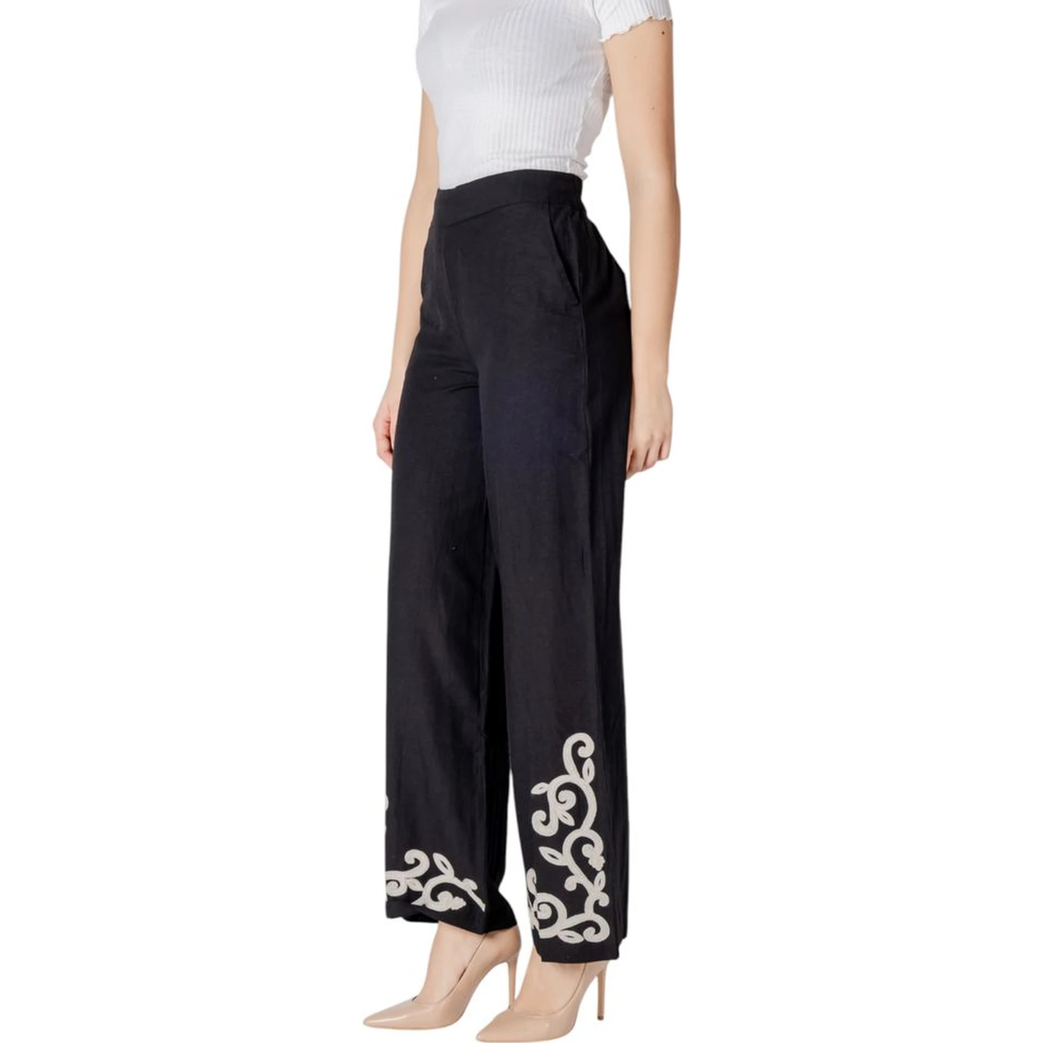 Black Viscose Flared Pants