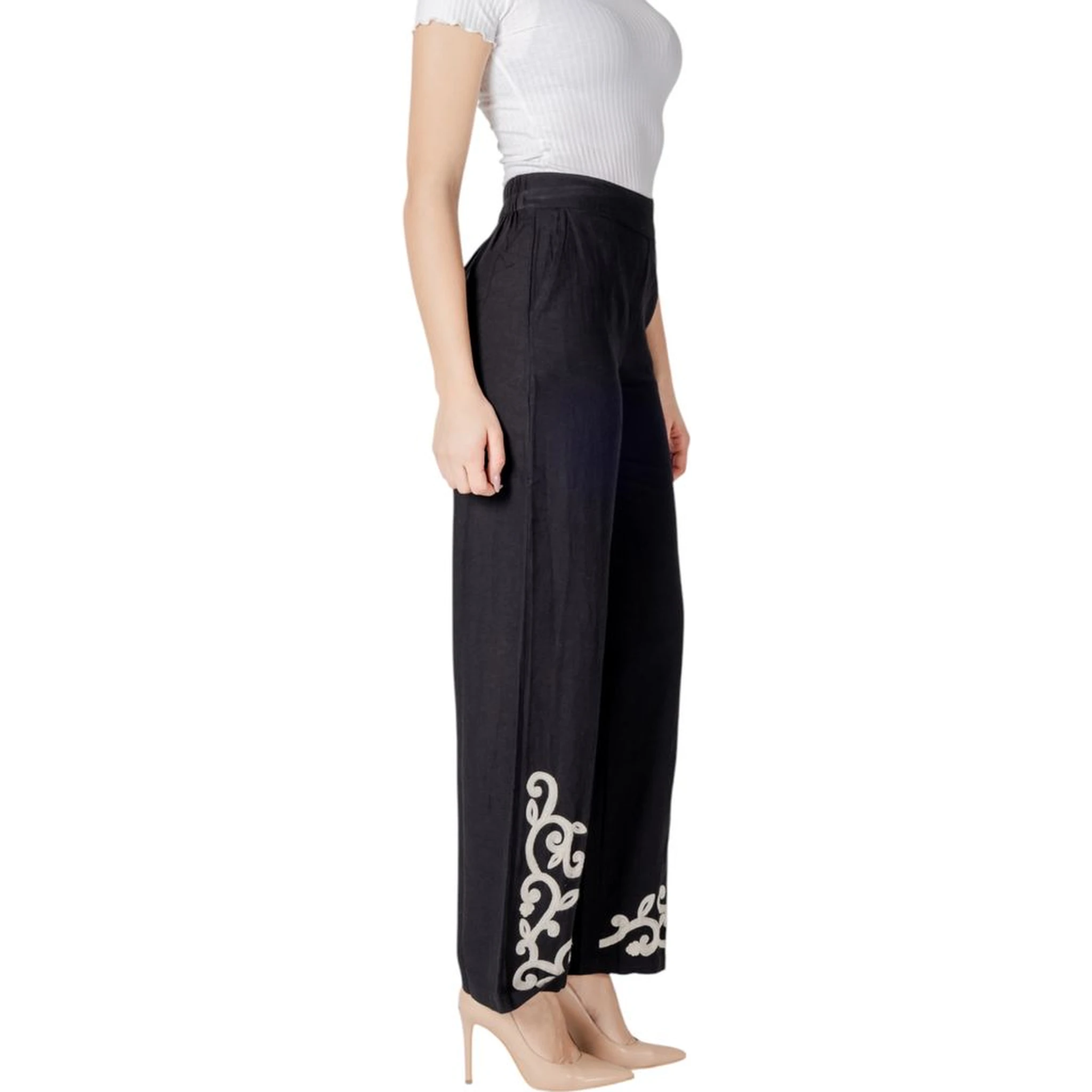 Black Viscose Flared Pants