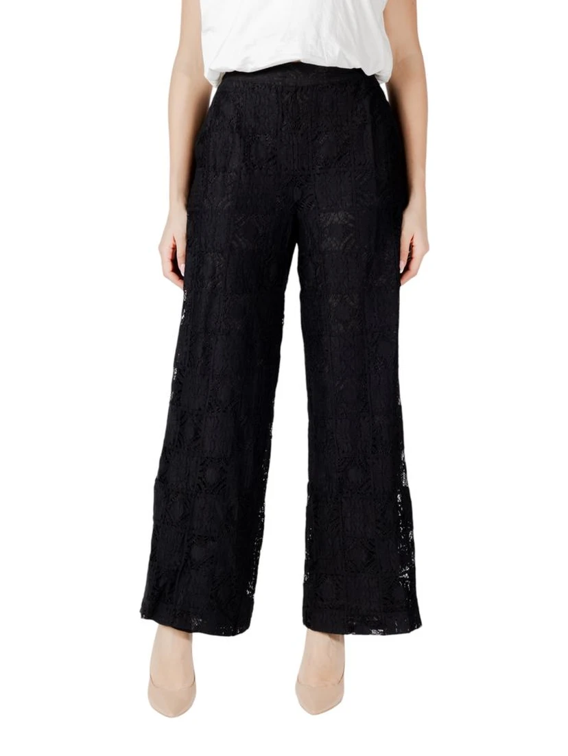 Black Cotton Casual Pants