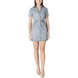 Blue Cotton Midi Dress