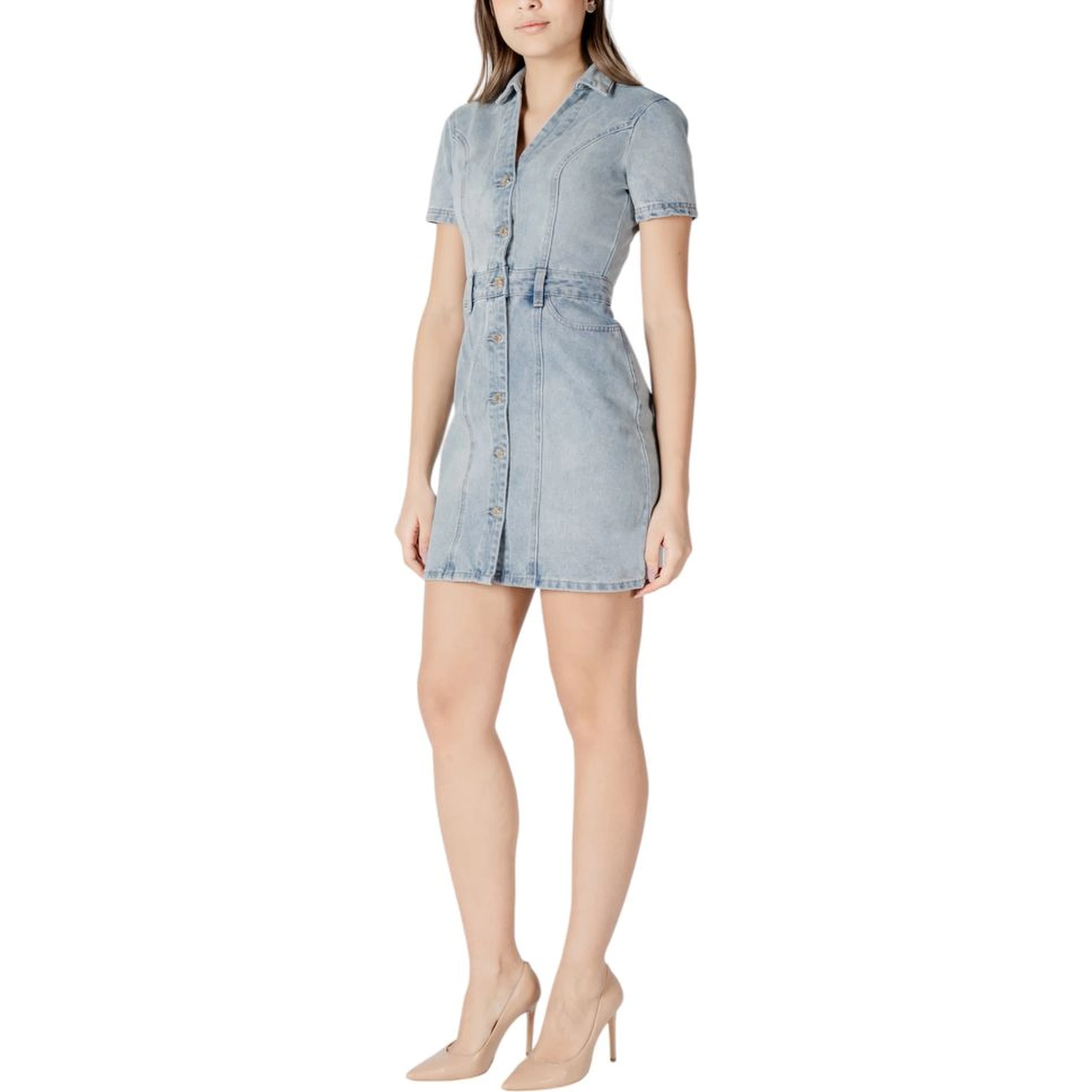 Blue Cotton Midi Dress