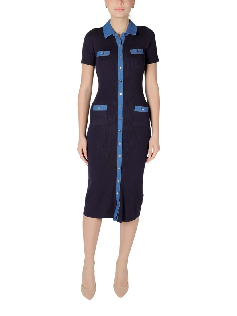 Blue Viscose Long Dress