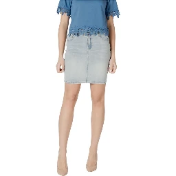 Blue Cotton Mini Skirt