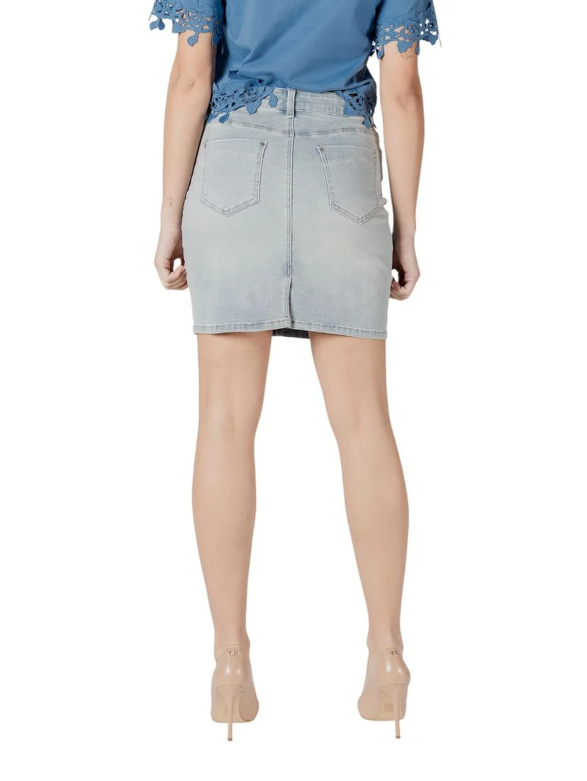 Blue Cotton Mini Skirt