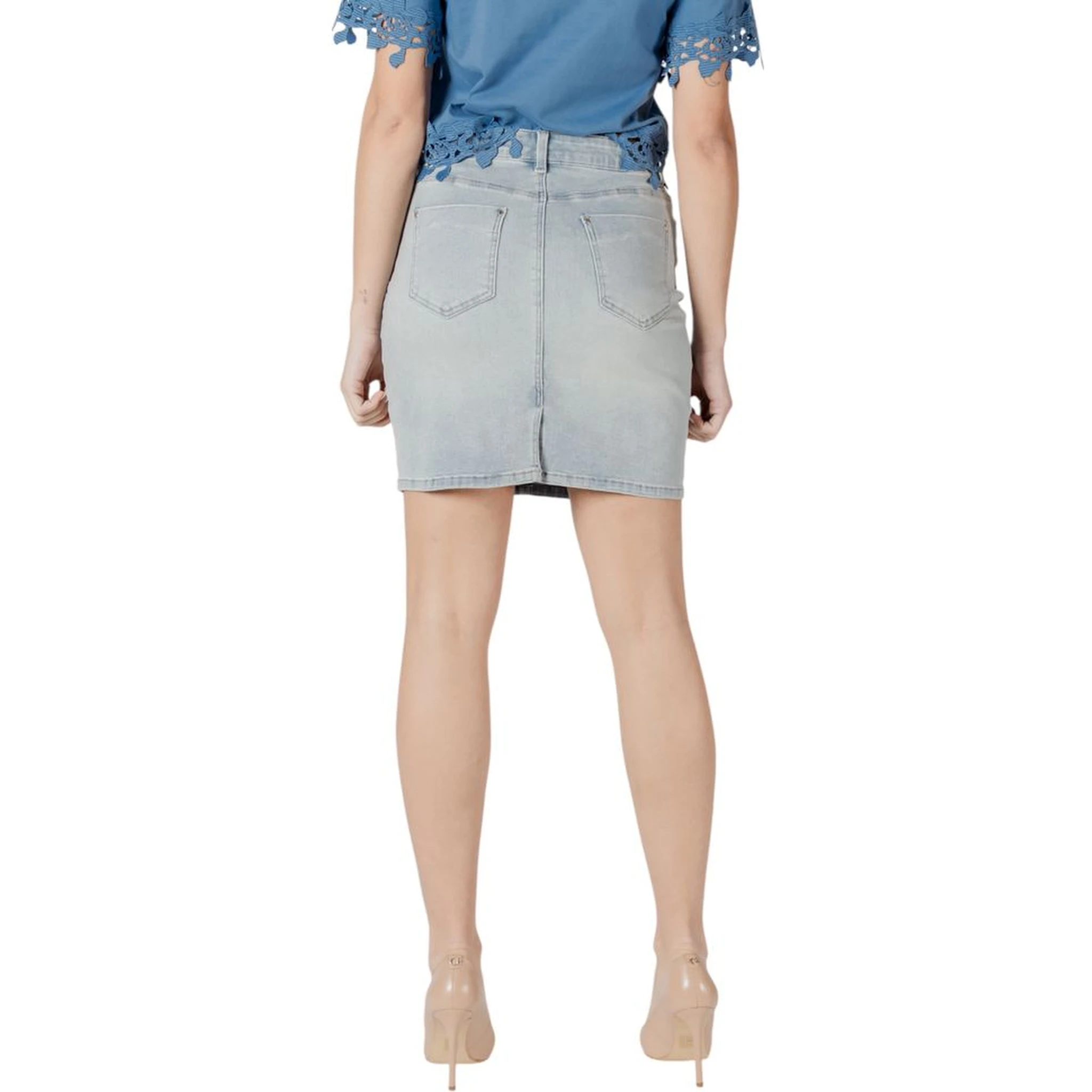 Blue Cotton Mini Skirt