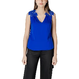 Blue Polyester Tank Tops