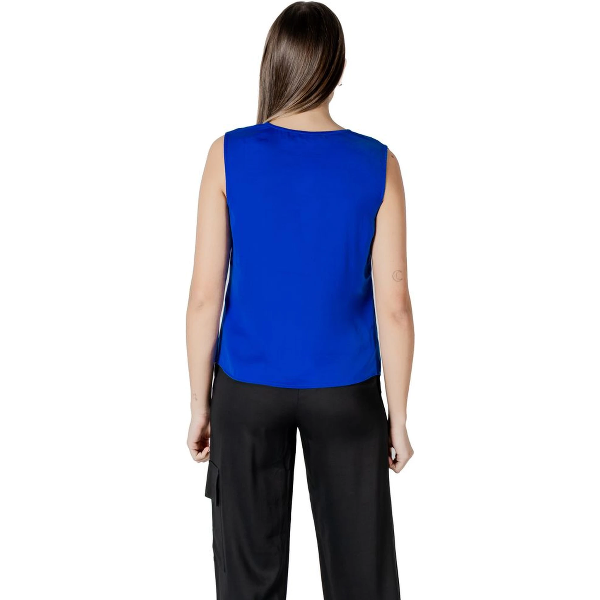 Blue Polyester Tank Tops