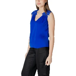 Blue Polyester Tank Tops