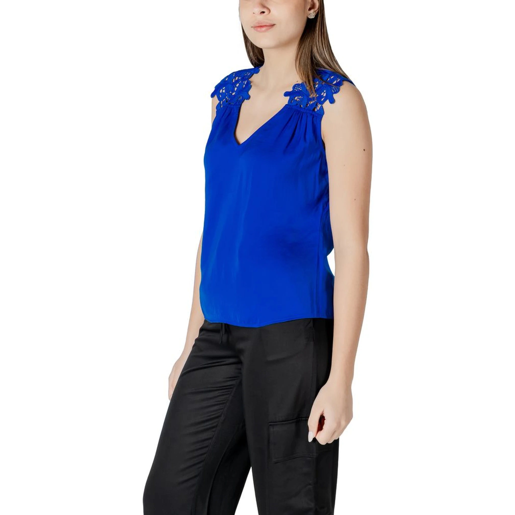 Blue Polyester Tank Tops