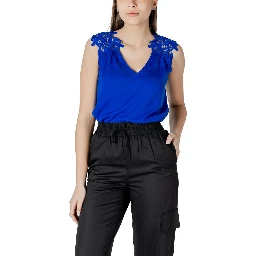 Blue Polyester Tank Tops