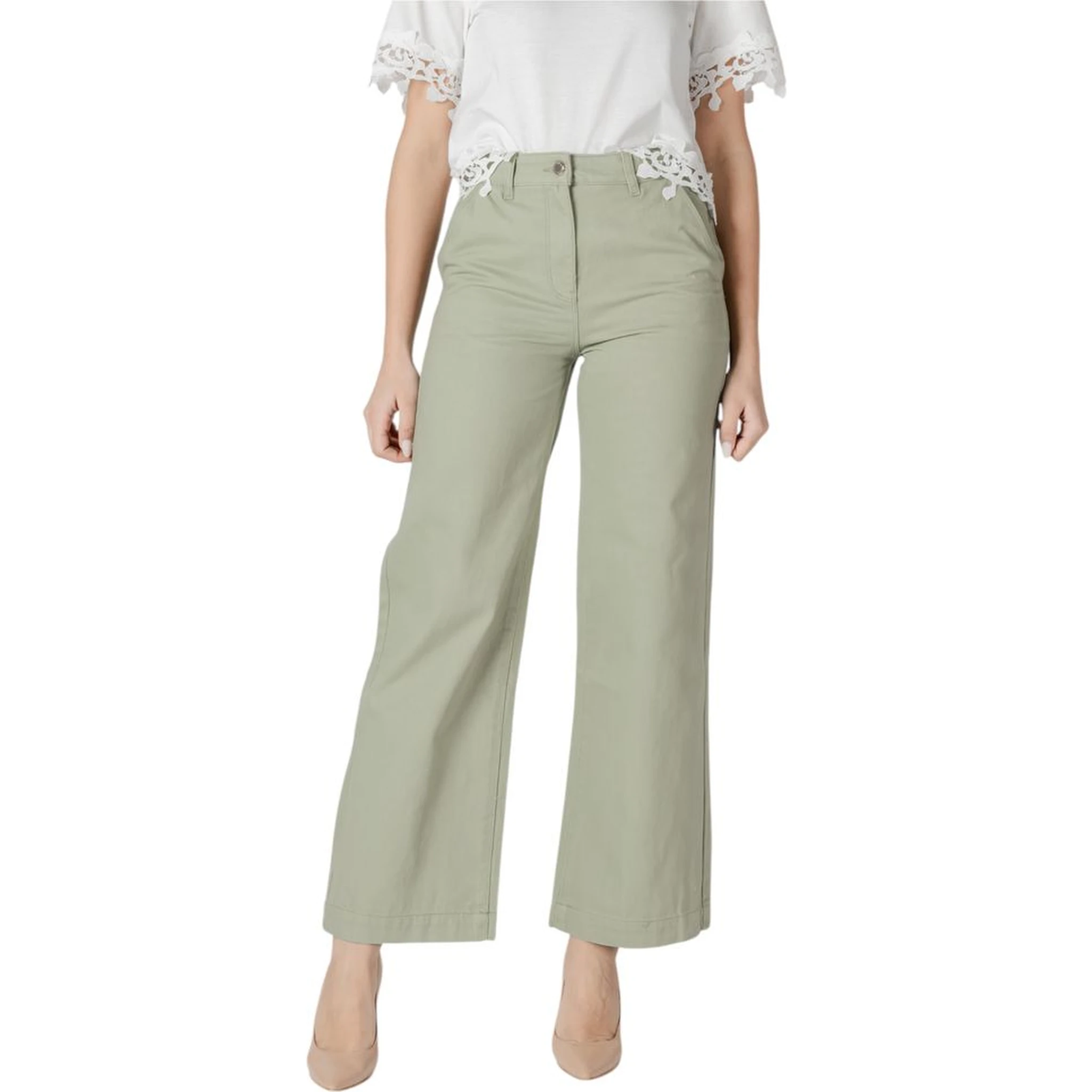 Green Cotton Relaxed Fit Jeans