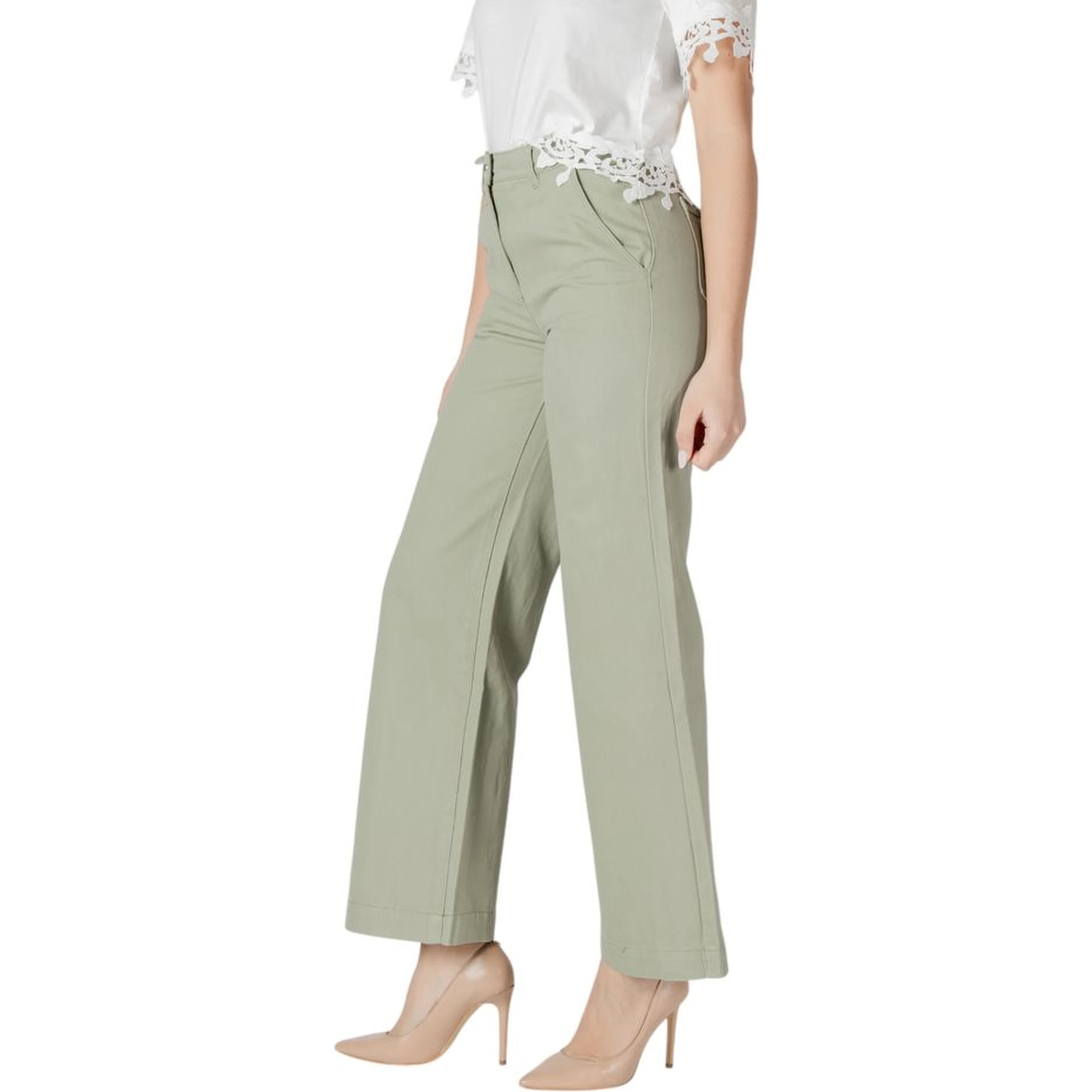 Green Cotton Relaxed Fit Jeans