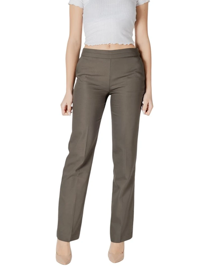 Green Cotton Casual Pants