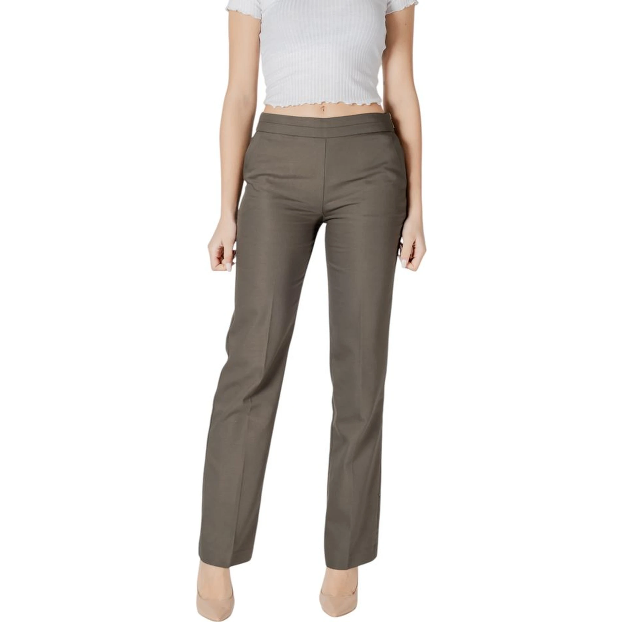 Green Cotton Casual Pants