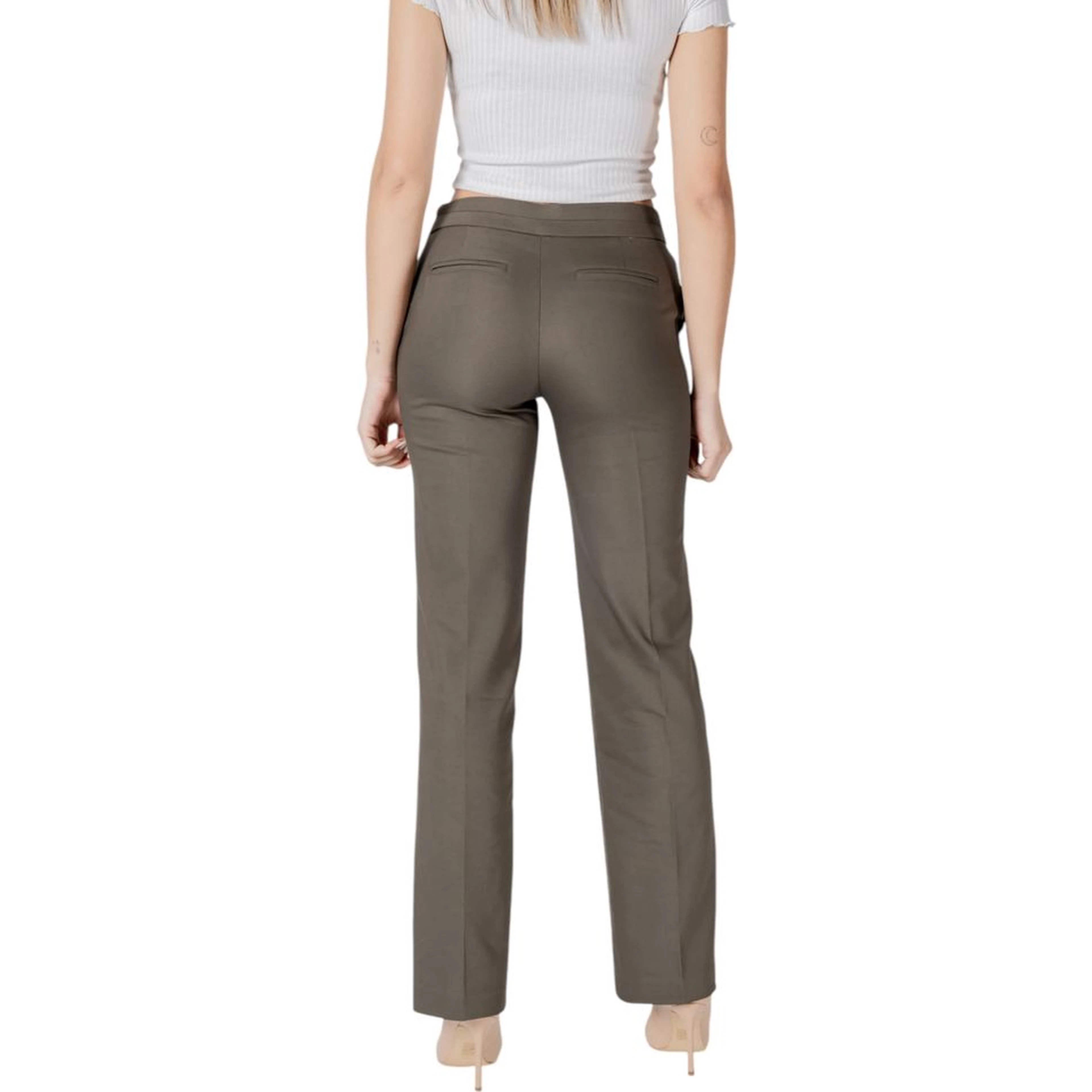 Green Cotton Casual Pants