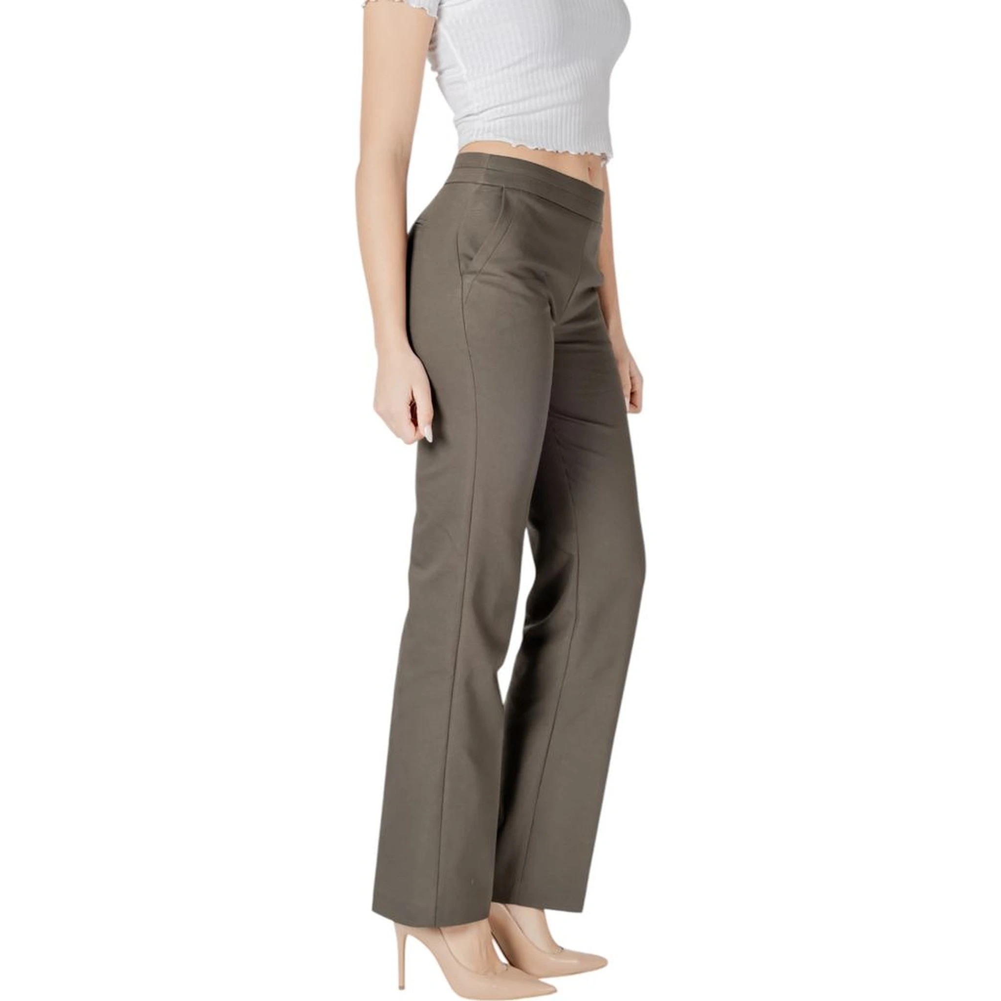 Green Cotton Casual Pants
