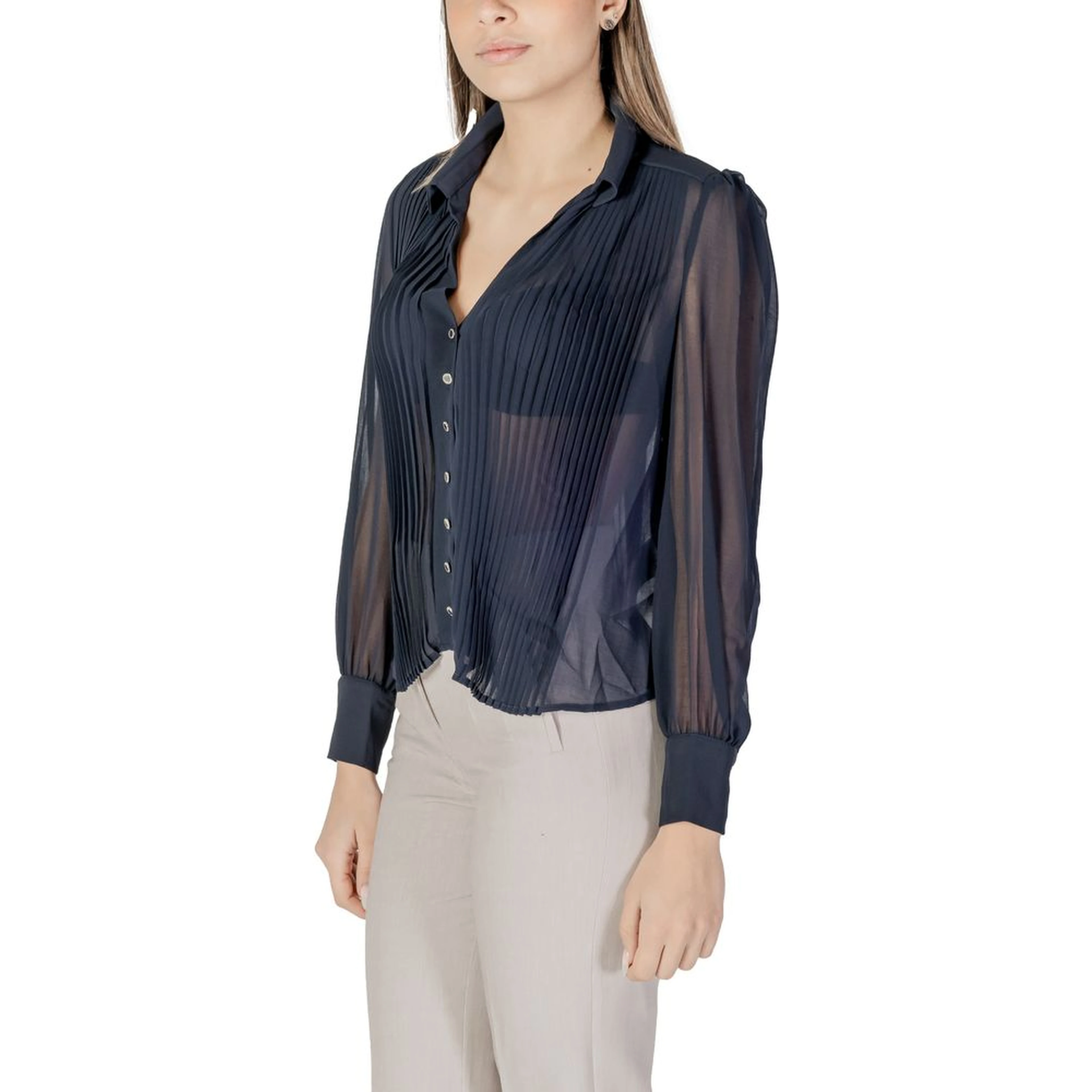 Blue Polyester Blouse