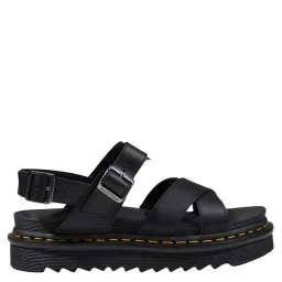 Black Leather Flat Sandals