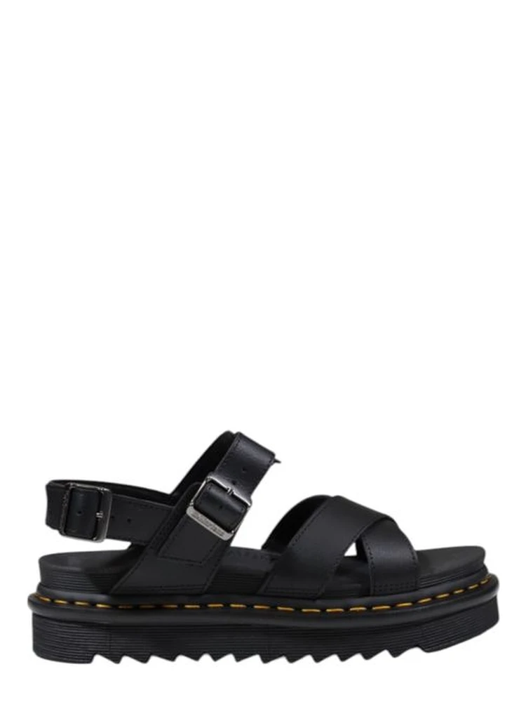 Black Leather Flat Sandals