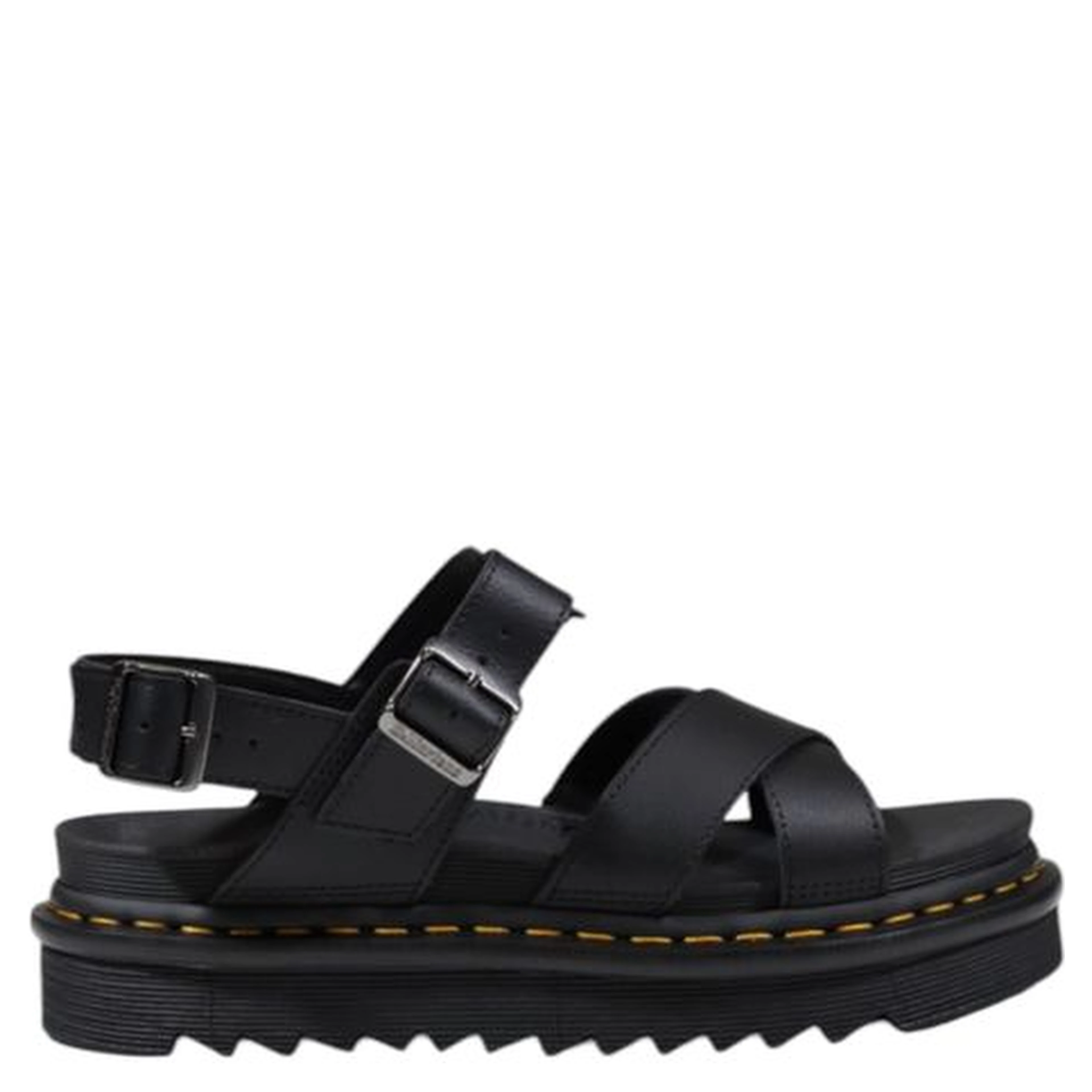Black Leather Flat Sandals