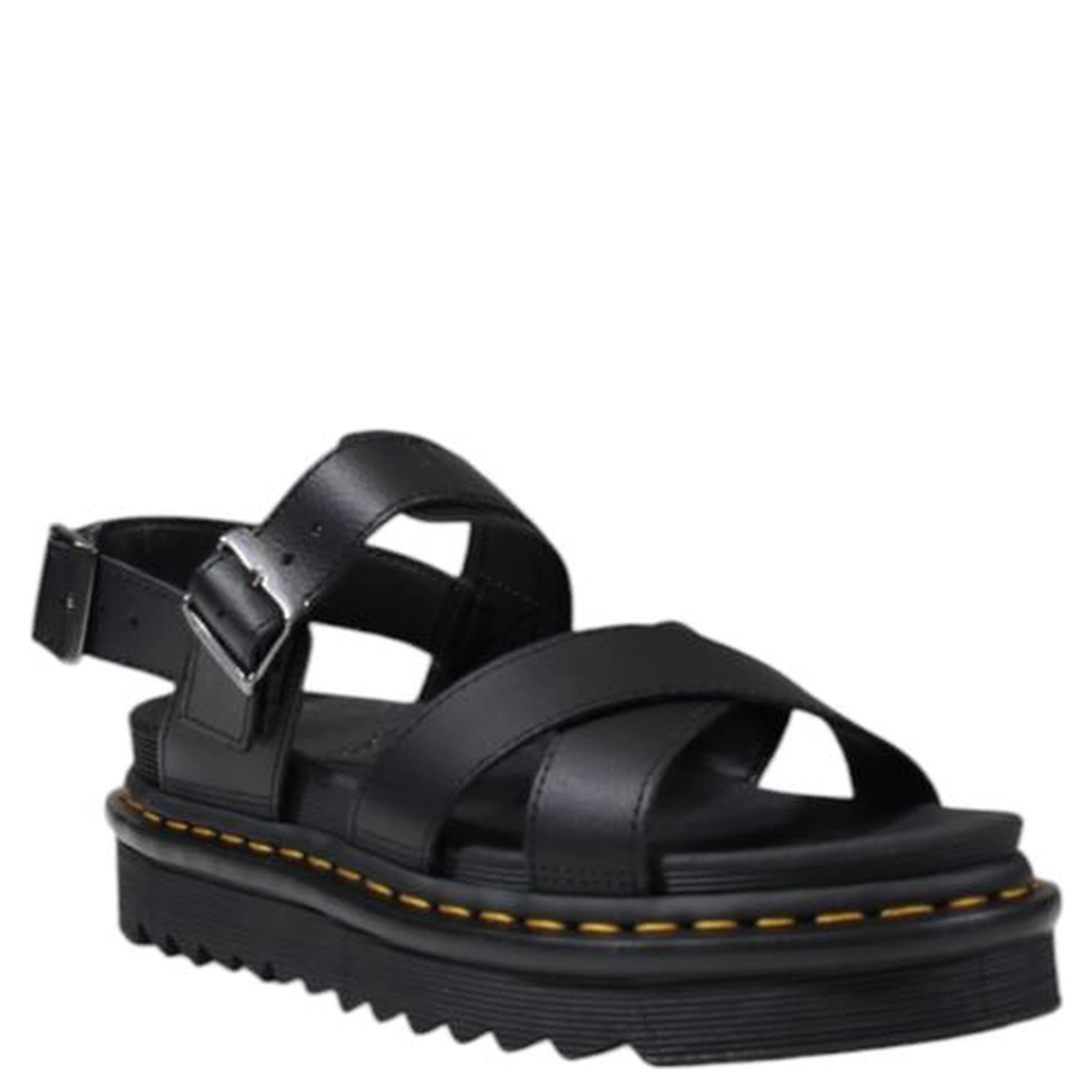 Black Leather Flat Sandals
