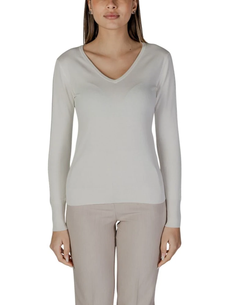 Cream Viscose Long Sleeve T-Shirt