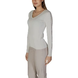 Cream Viscose Long Sleeve T-Shirt