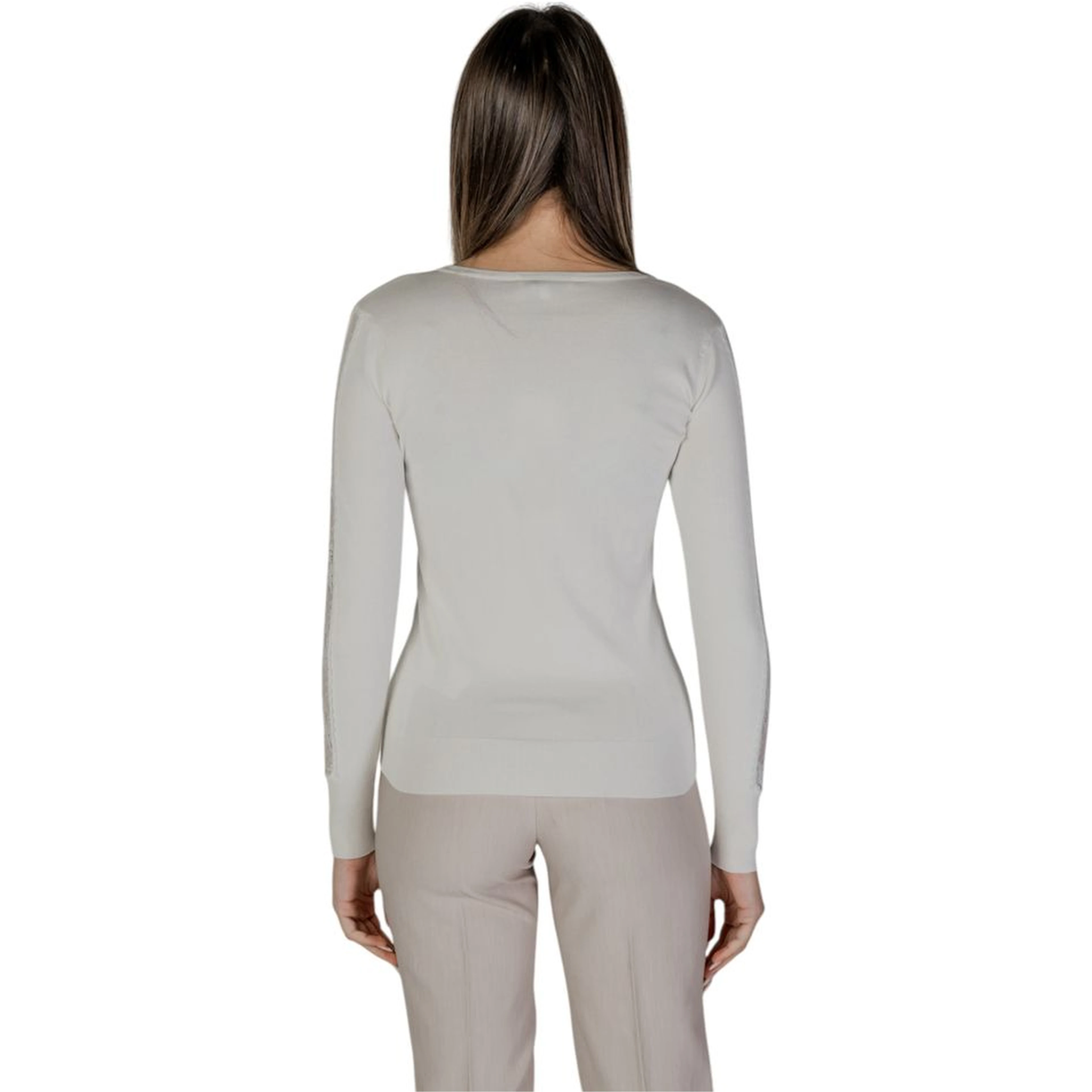Cream Viscose Long Sleeve T-Shirt