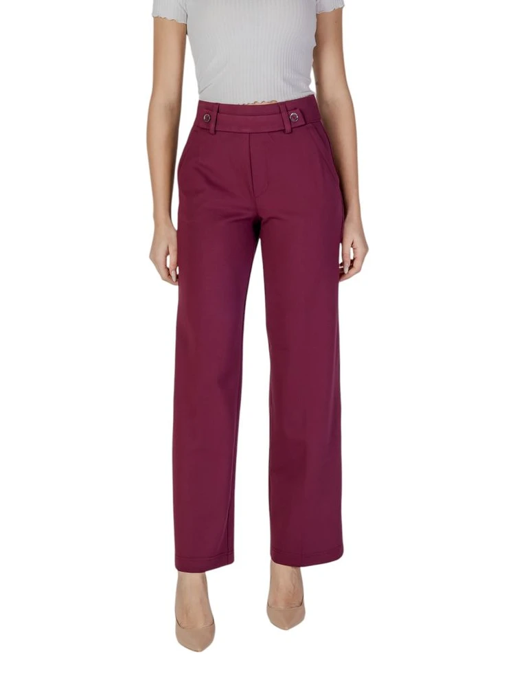 Purple Viscose Casual Pants