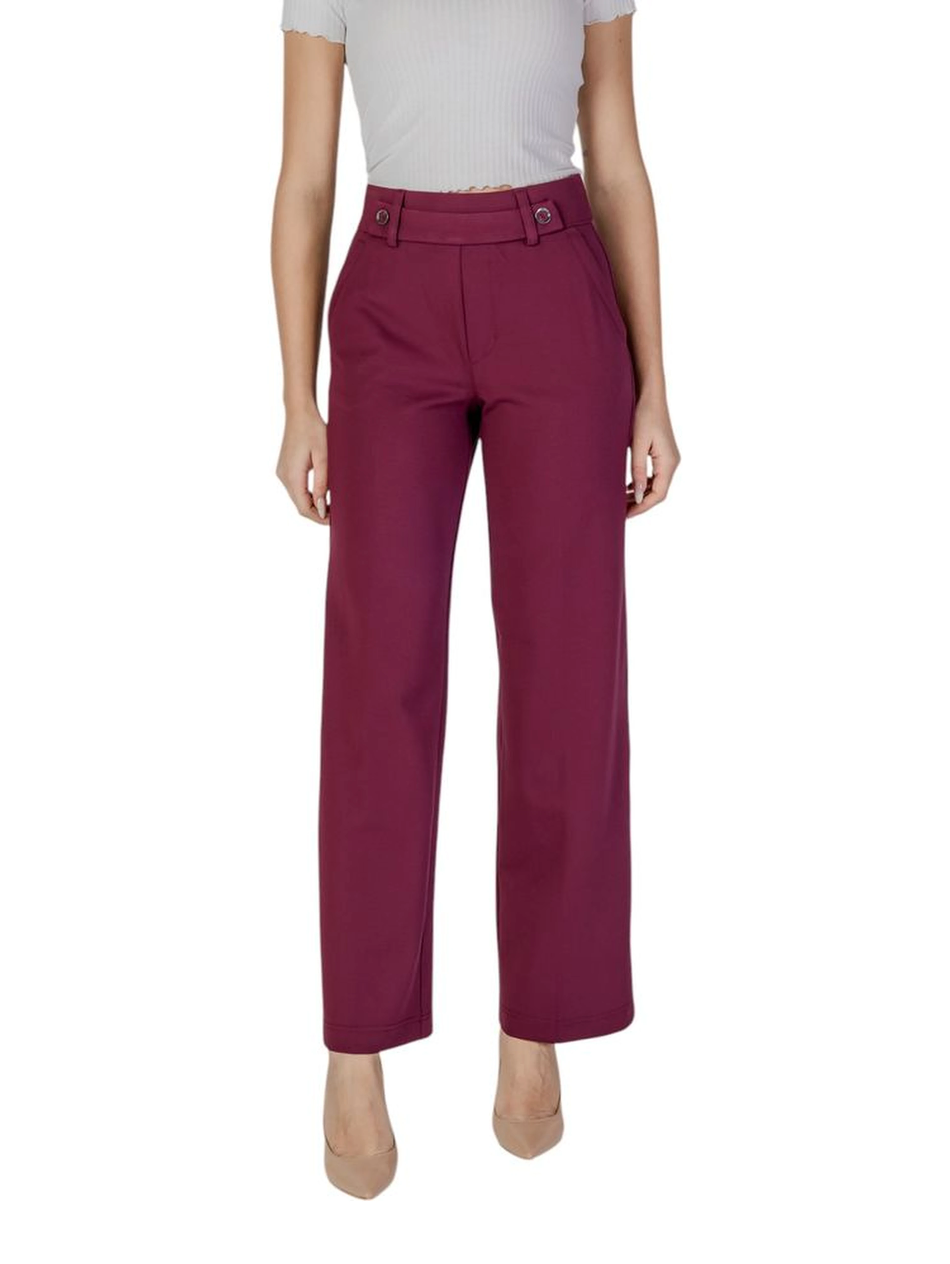 Purple Viscose Casual Pants