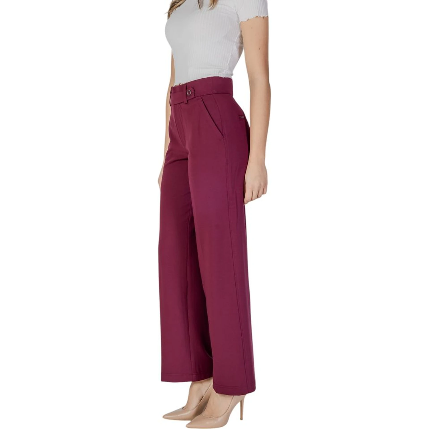 Purple Viscose Casual Pants
