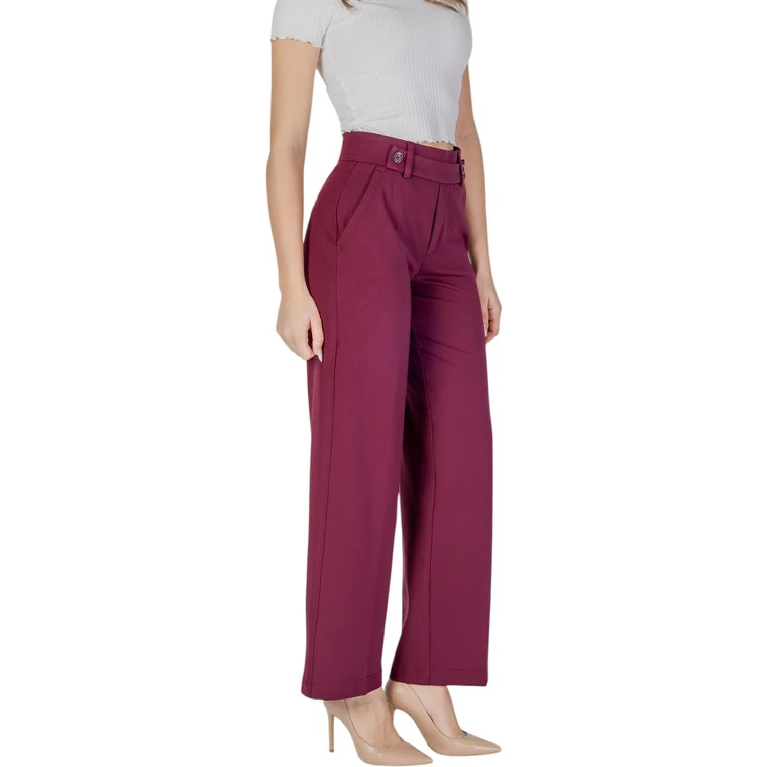 Purple Viscose Casual Pants